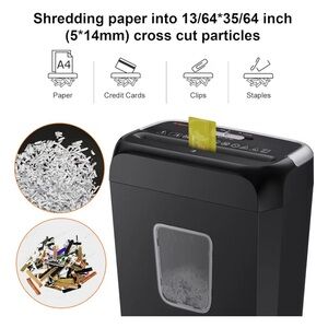 6 Sheet Crosscut Paper Credit Cards, Staples, and Clips shredder